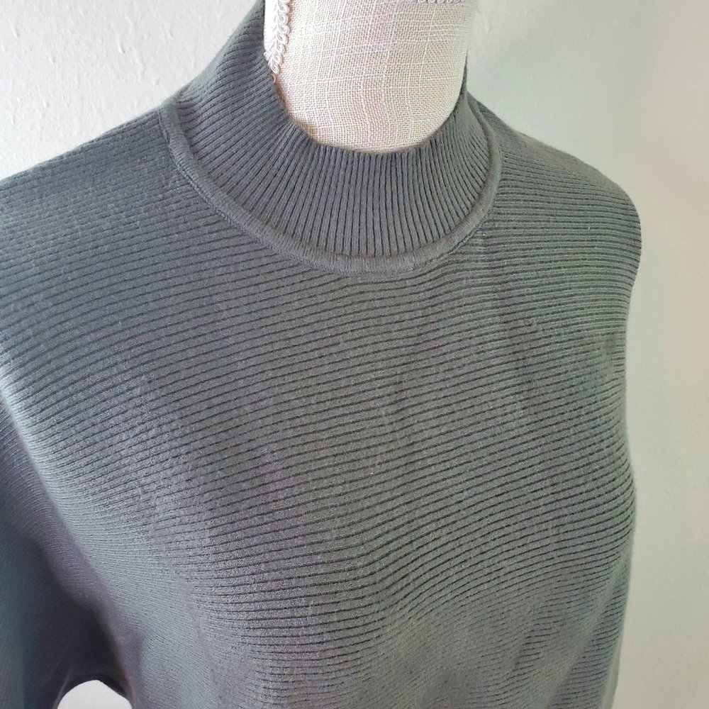Evans Womens Olive Janie Ribbed Plus Size Mockneck Sweater - Picture 3 of 7